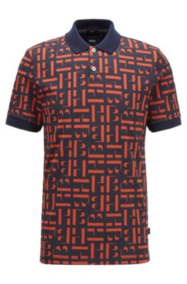 Slim-fit polo shirt with monogram print