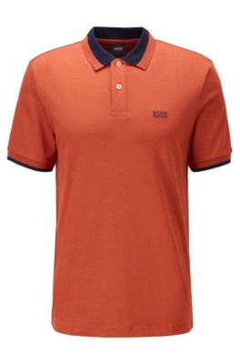 BOSS - Cotton polo shirt with contrast 