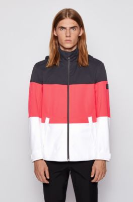 colour block waterproof jacket