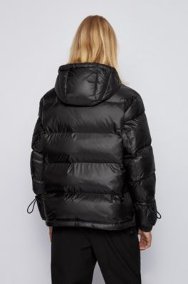 Regular-fit down jacket with gloss logo