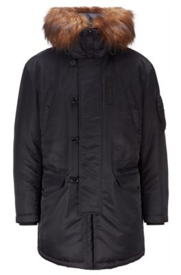 Water-repellent parka with statement hood