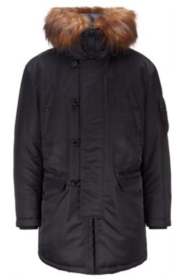 hugo boss parka fur hood