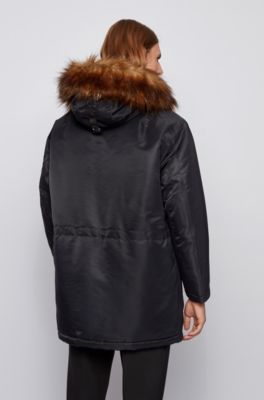 hugo boss parka fur hood