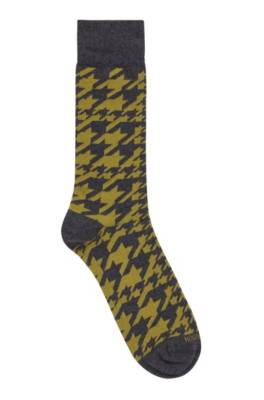Chaussettes mi-hautes en coton mélangé à motif pied-de-poule