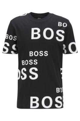 BOSS - Cotton T-shirt with all-over logos