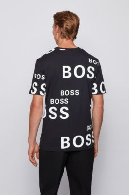 BOSS - Cotton T-shirt with all-over logos