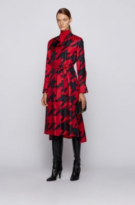Shirt dress in silk with houndstooth motif