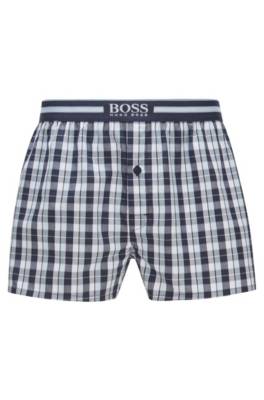 Short de pyjama en coton à carreaux et braguette boutonnée