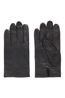 BOSS - Lamb-leather gloves with piping 