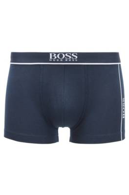 Boxer court en coton stretch à logo et rayures