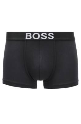 Boxer court à ceinture logo, en coton et modal