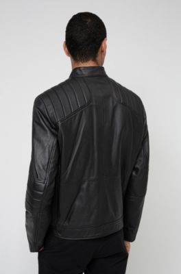 Slim-fit biker jacket in nappa leather