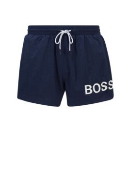 BOSS - Short-length logo swim shorts in 