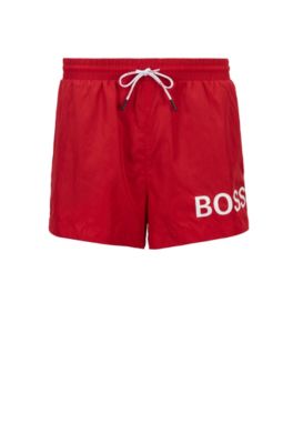 BOSS - Short-length logo swim shorts in 