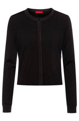 Cardigan Regular Fit en laine vierge à passepoils brillants