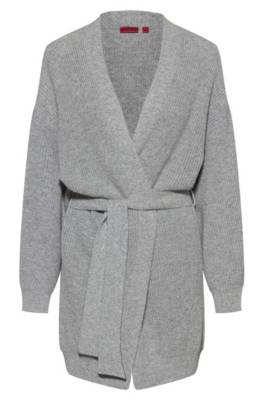 Cardigan Oversize Fit en alpaga mélangé, avec ceinture
