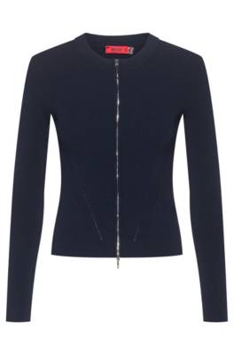Veste en maille Slim Fit avec fermeture éclair à double curseur