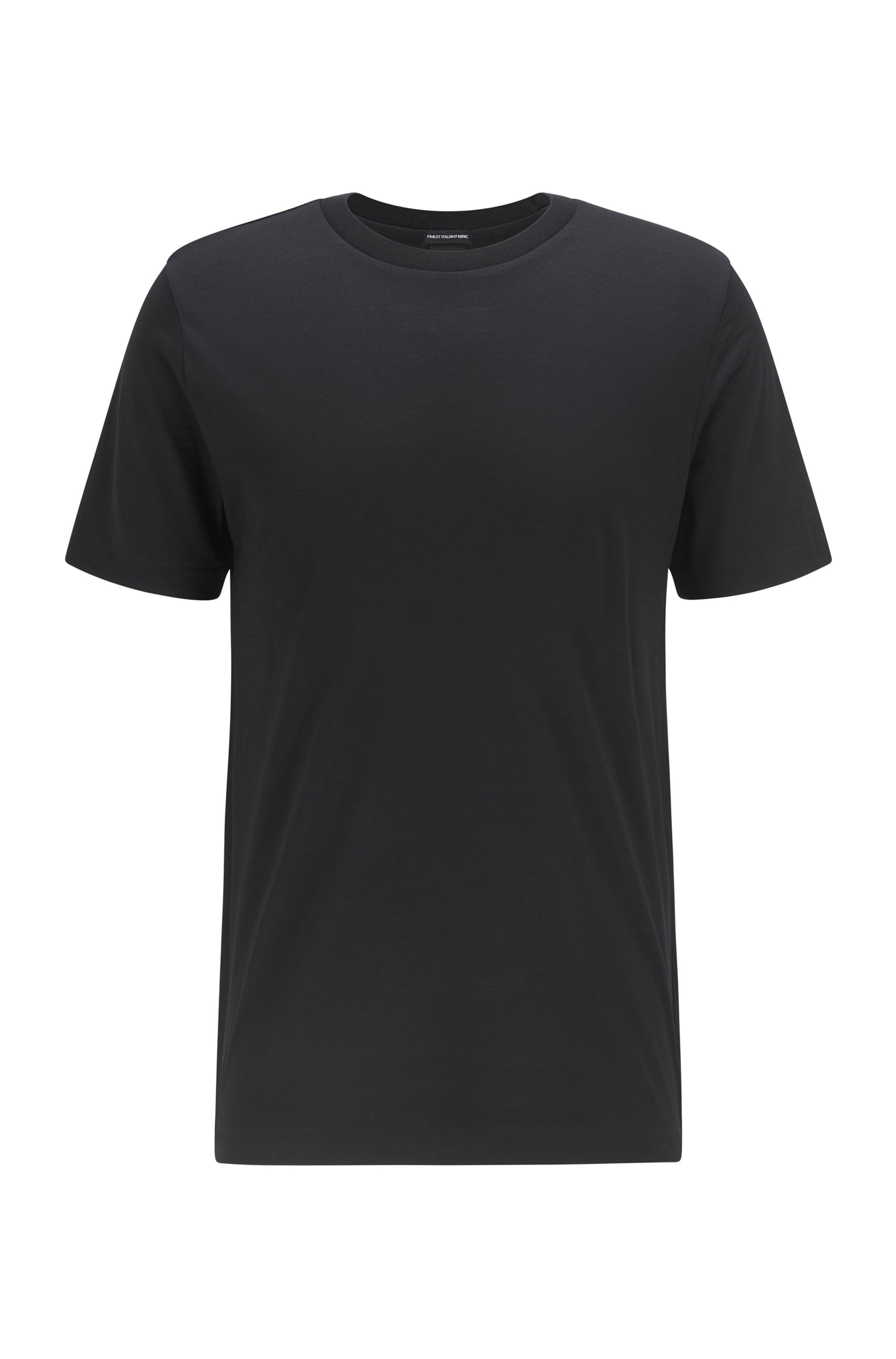 Crew-neck T-shirt in traceable Italian virgin wool, Black