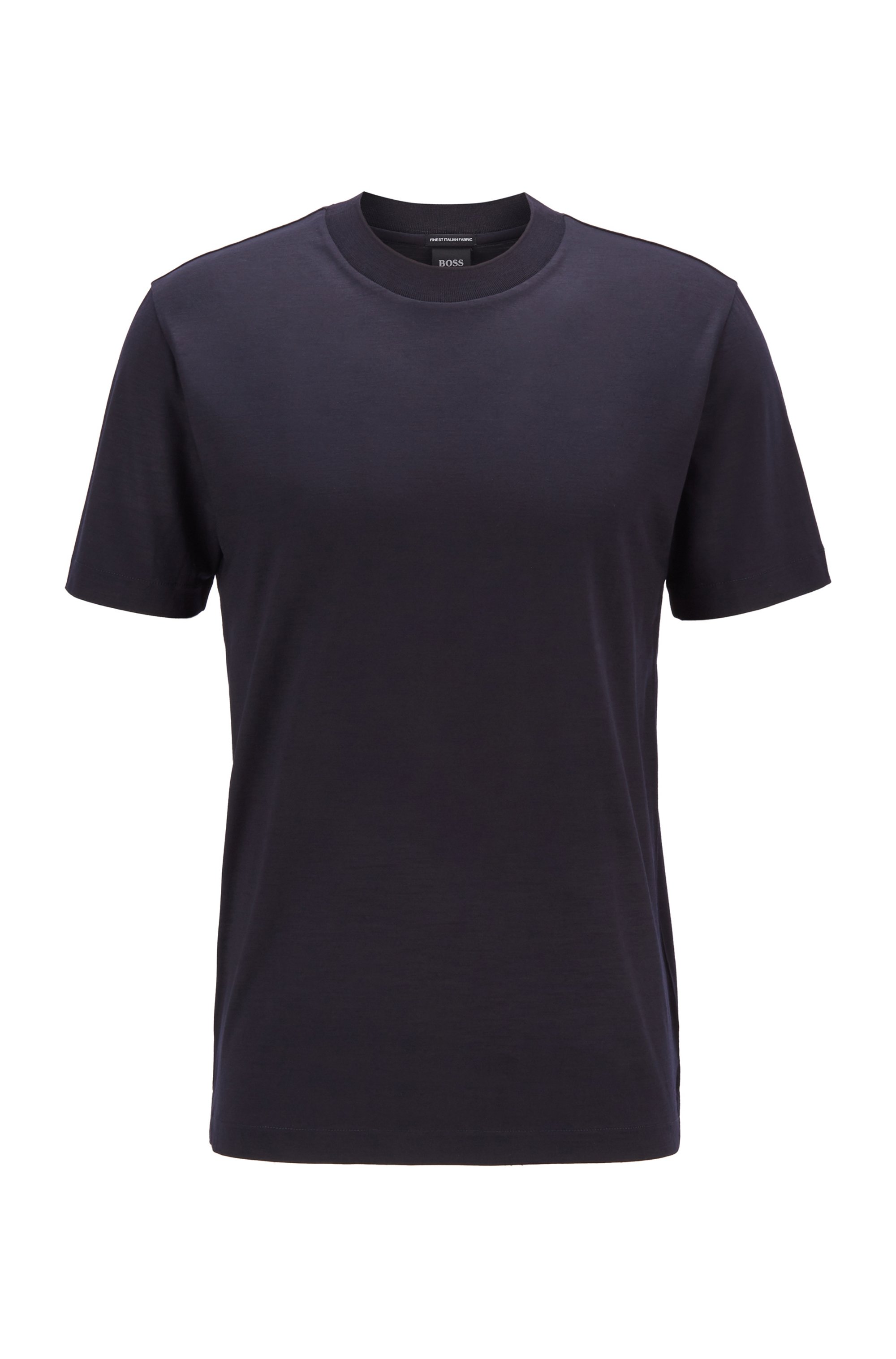 Crew-neck T-shirt in traceable Italian virgin wool, Dark Blue