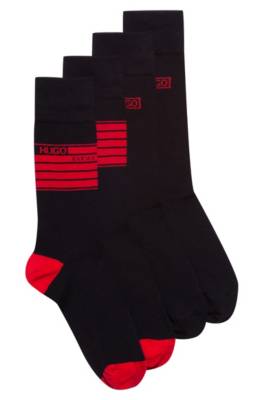 Lot de deux paires de chaussettes en coton mélangé à logo artistique