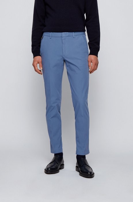 Slim-fit trousers in travel-friendly stretch twill, Light Blue