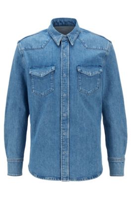 hugo boss mens denim shirt