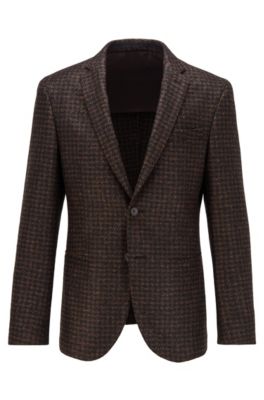 Slim-fit jacket in melange jersey, Dark Brown