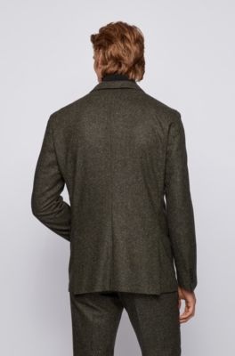 BOSS - Wool-blend slim-fit jacket with 