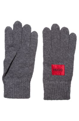 HUGO - Logo gloves in a virgin-wool blend