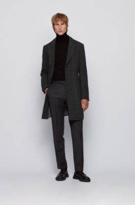 Slim-fit blazer-style coat with plain check