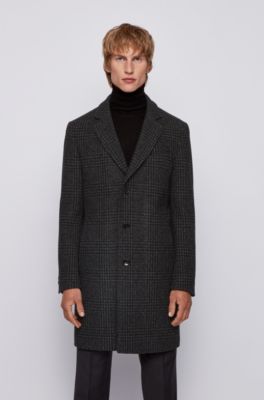 Slim-fit blazer-style coat with plain check