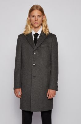 Slim-fit coat in virgin wool with cashmere