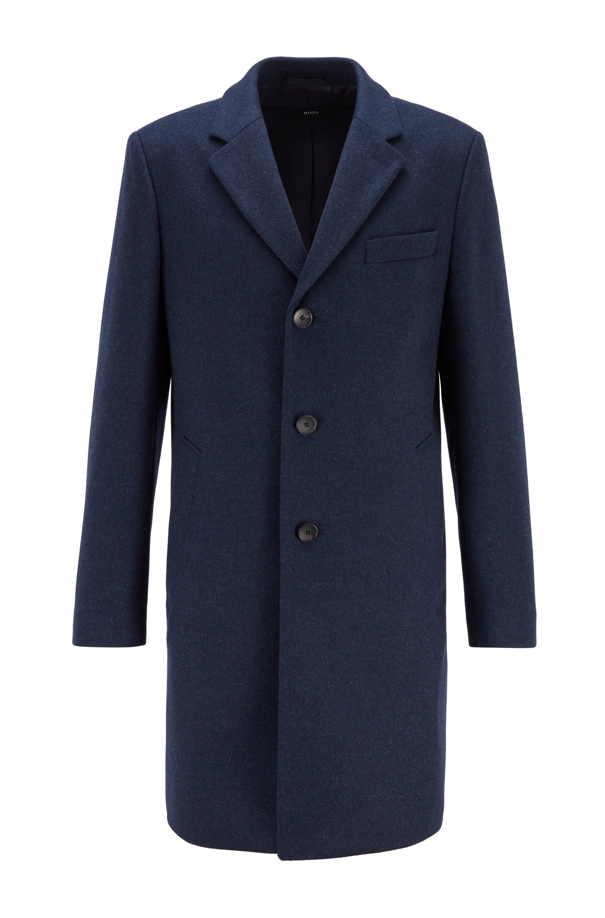 Slim-fit coat in virgin wool with cashmere, Light Blue