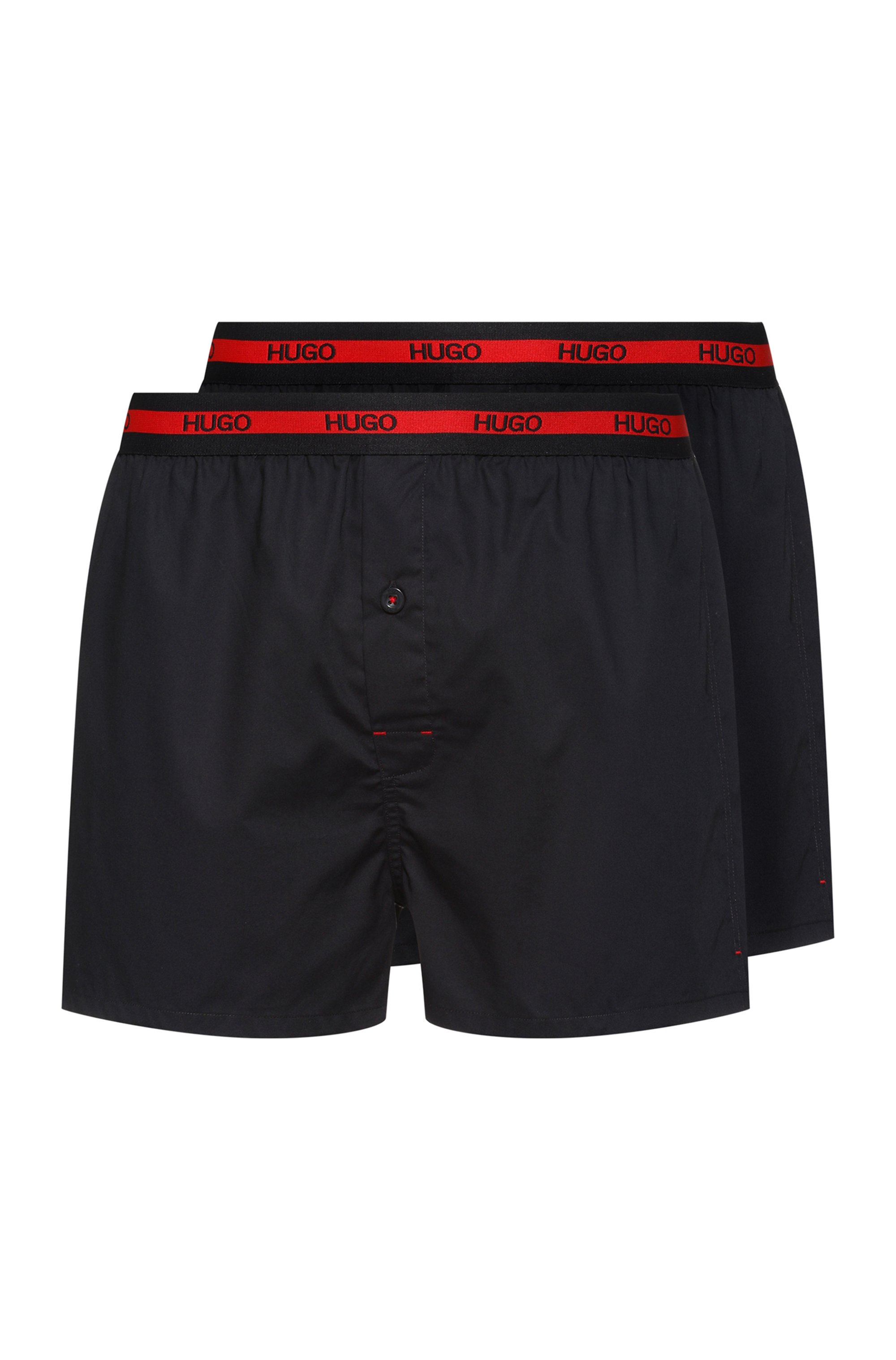 Zweier-Pack Boxershorts aus Baumwolle mit Logo am Bund, Schwarz