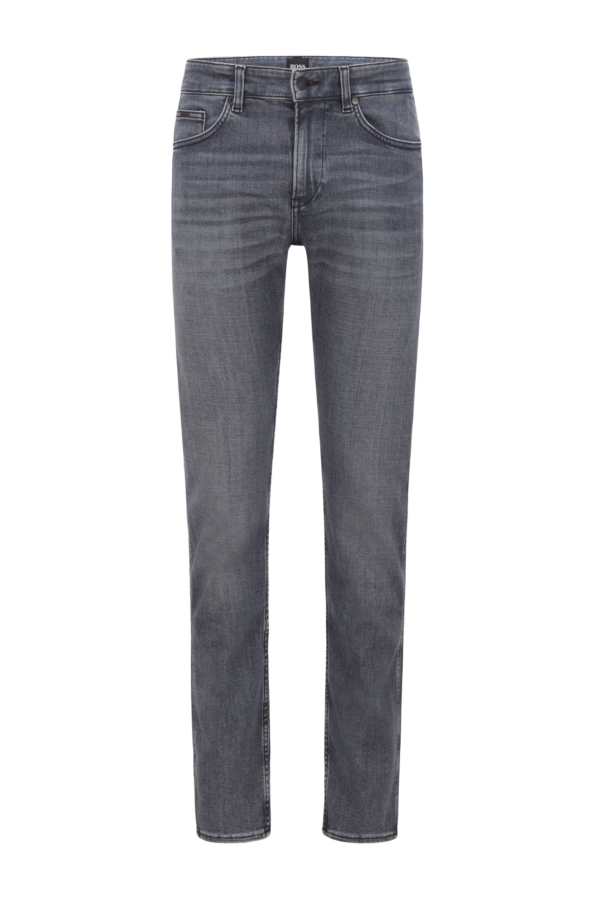 Jeans slim fit in denim italiano grigio effetto cashmere, Grigio