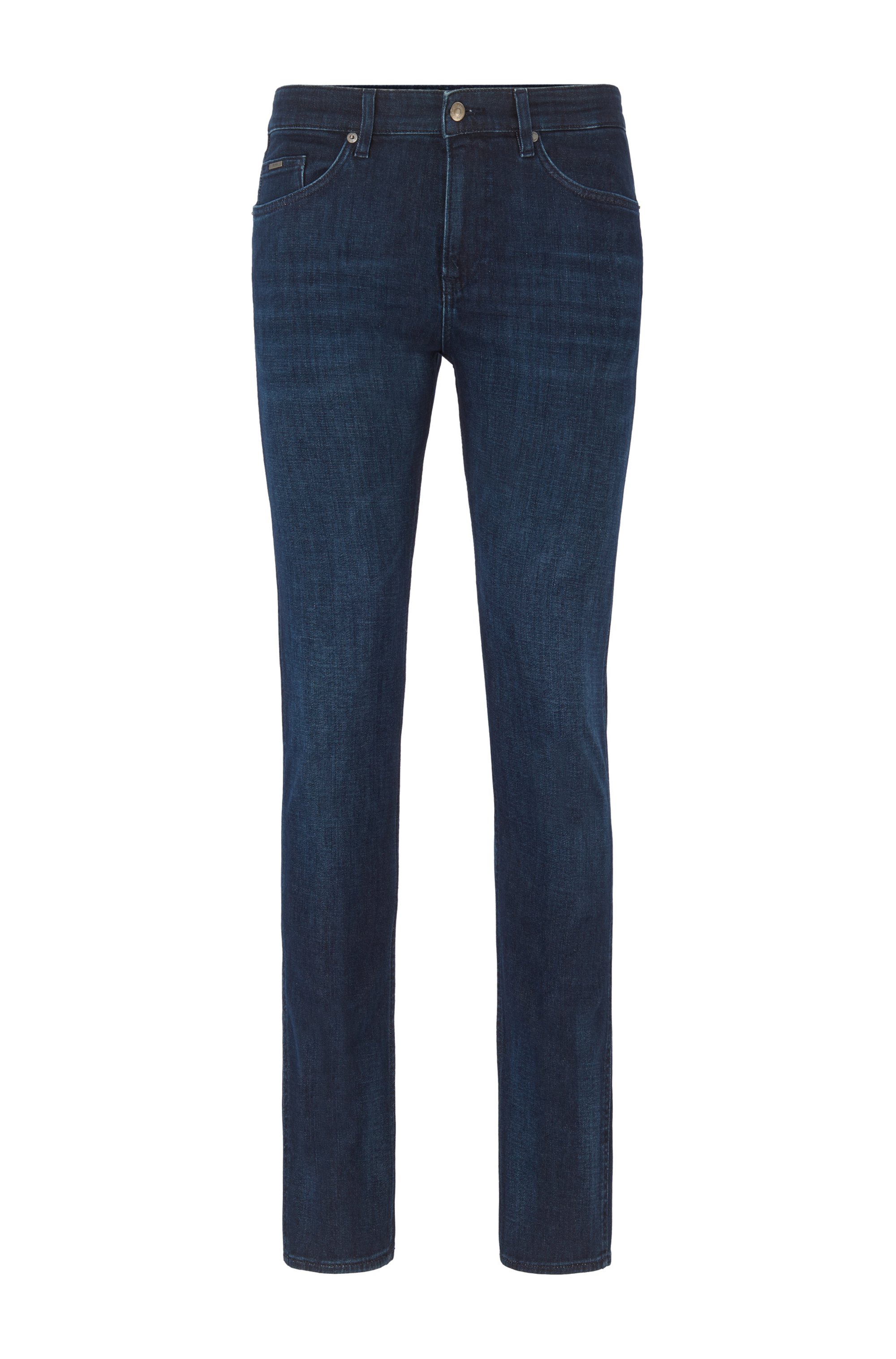 Slim-fit jeans in cashmere-touch blue Italian denim, Dark Blue