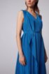 Long-length sleeveless dress in silk with waterfall front, Blue