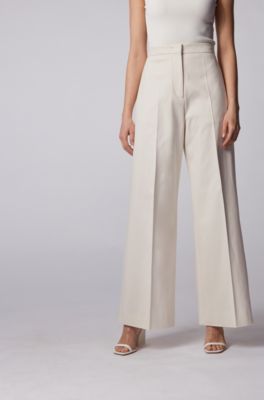 white high waisted wide leg trousers