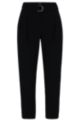 Regular-fit crepe trousers with paper-bag waist, Black