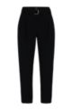 Regular-fit crepe trousers with paper-bag waist, Black