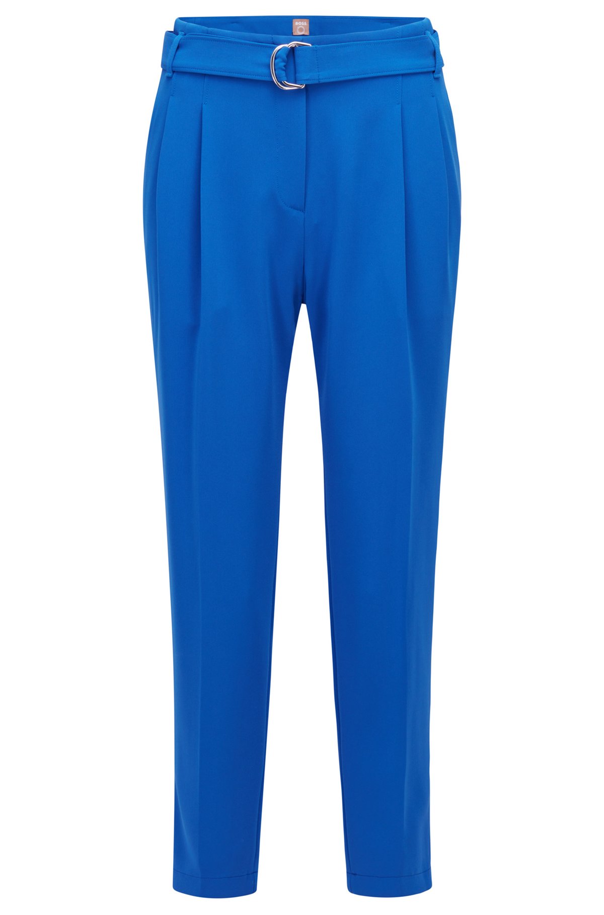 Pantalon Regular Fit en crêpe japonais à ceinture, Bleu