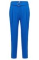 Regular-fit crepe trousers with paper-bag waist, Blue
