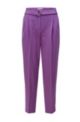 Regular-fit crepe trousers with paper-bag waist, Purple
