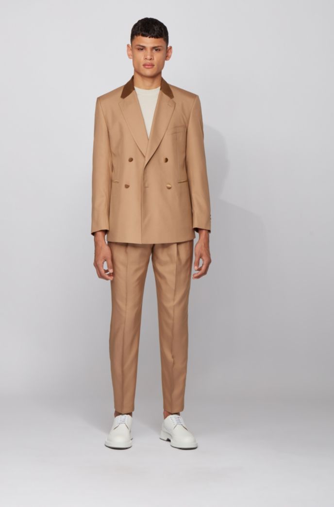 Double-breasted relaxed-fit tuxedo suit in Italian silk