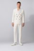 Double-breasted relaxed-fit suit in structured virgin wool, White