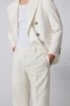 Double-breasted relaxed-fit suit in structured virgin wool, White