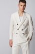 Double-breasted relaxed-fit suit in structured virgin wool, White