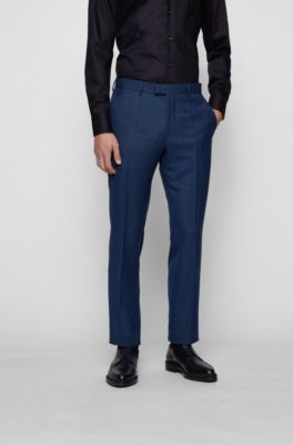 Three-piece slim-fit suit in virgin wool, Dark Blue