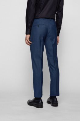 Three-piece slim-fit suit in virgin wool, Dark Blue