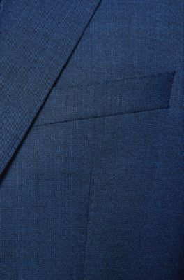 Three-piece slim-fit suit in virgin wool, Dark Blue